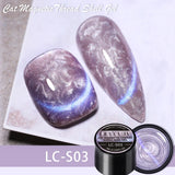 Lianfudai 7ML Black Crystal Cat Magnetic Gel Sparkling Glitter Gel Nail Polish Semi Permanent UV Gel Nail Art No Need Base Color