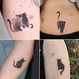 Lianfudai Cute Cat Tattoo Stickers  Black Cat Personality Waterproof Durable Temporary Tattoo Art Men and Women Cartoon Fake Tattoo Set