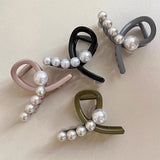 Lianfudai Cross Pearl Hair Clip for Women Fashion French Elegant Hairgrips Korean Style Hair Claw Clips Girls Hairpin New Hair Accessories