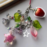 Lianfudai Arrietty Inspired Phone Charm strawberry Phone-cases Beaded phone charm phone keyring pastel fairycore  y2k