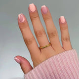 Lianfudai     24Pcs Cute Glitter Short Fake Nails with Pink Sequin Wearable Round False Nails White Flower Design Full Cover Press on Nail Tip