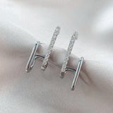 Lianfudai 2024 New Bright Crystal Luxury Korean Unusual Claw Stud Earrings Ear Piercing Hook Irregular Pearl Christmas Jewelry Gift