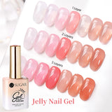 Lianfudai 15ml Jelly Nude Pink Gel Nail Polish Set Milky White Sheer Crystal Natural Translucent Soak Off Gel Polish 8/6/4PCS Kit