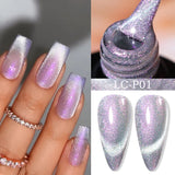 Lianfudai 7ML Auroras Thermal Gel Nail Polish Nude Dark Purple Glitter Gradient Temperature Color Changing Nail Art Gel Varnishes