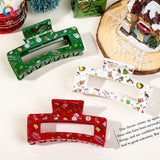 Lianfudai Christmas Snowflake Hairpins Cute And Sweet Red Green Snowman Hair Claws Clip Festival Party New Year Gifts