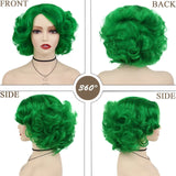 Lianfudai Cosplay Wig Green Wigs for Women Synthetic Short Curly Wig St. Patrick's Day Costume Party Harajuku Anime Lolita Wig