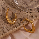 Lianfudai Stainless Steel Hook Stud Earring for Woman Gold Color Retro Irregular Earrings Waterproof Jewelry Wholesale Dropshipping