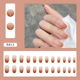 Lianfudai 24Pcs French With Drill Short Fake Nails Press On Nail Tips Artificial Full Cover Cute Bow Wearing False Nails Art Free Shipping