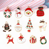 Lianfudai 10Pcs Enamel Christmas Charms Alloy Snowflakes Angel Pendants for Jewelry Making Necklace Earrings DIY Tree Decor Bracelet