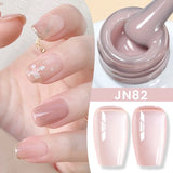 Lianfudai  Jelly Nude Gel Nail Polish 10ml Light Pink Peach Translucent Color UV Light Cure Gel Varnish Nail Art DIY at Home