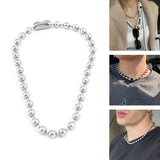 Lianfudai Women Choker Big Ball Punk Jewelry 7.5mm Alloy Bead Clavicle Chain Ball Necklace Link Necklaces for Men Girls Gift