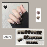 Lianfudai 24p Artifical Fake Nails Full Coverage False Nails White Clouds French Long Wearing Reusable Nail Coffin Ballerina Press on Nail