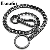 Lianfudai 42CM Long Metal Keychain Wallet Belt Chain Rock Punk Trousers Hipster Pant Jean HipHop Jewelry Men's Key Ring Chain K414