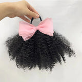 Lianfudai 2pcs/ Luxury Kids Hair Buns Kids Afro Puff Soft Like Natural Human Hair Hand Feel Marley Kinky Bulk for Hair Girl with Elastic