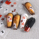 Lianfudai 3D Halloween Nail Stickers Cartoon Mummy Bandages Ghost Eyes Pumpkin Spider Web Blood Drops DIY Winter Matte Nail Art Decoration