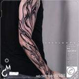 Lianfudai Black Abstract Line Temporary Tattoo Art Lasting Fake Tattoo for Woman Man Arm Punk Tatto Sticker Waterproof Tatuajes Temporales