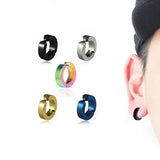 Lianfudai 1PCS Classic Korean Punk Stainless Steel Ear Clip Earrings for Men Women Black No Pierced Fake Ear Circle New Pop Jewelry