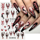 Lianfudai Pink Pumpkin Halloween Nail Stickers Ghost Star Mummy Love Heart Spider Web Scorpion Blood Drops DIY Winter Manicure Decoration