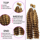 Lianfudai 28Inch Deep Wave 100% Virgin Human Hair Bulk for Boho Braided Extensions No Weft Human Hair Bundles for Braiding