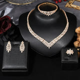 Lianfudai Classic rectangular cubic zirconia wedding necklace and earring set Dubai Nigeria CZ Bridal Jewelry Set