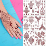 Lianfudai Brown Henna Tattoos for Hand Mehndi Design Tattoos for Women Fake Tattoo Sticker Body Art Hena Tatoo Waterproof