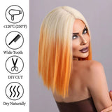 Lianfudai Red Bob Wig for Women Short Straight Middle Part Wigs Cosplay Party Synthetic Heat Resistant Fake Hair Shoulder Length Wig