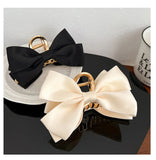 Lianfudai Large Fashion Satin Bow Headdress Internet Celebrity Catch Cross Hair Claw Hairpins Sweet Hair Accessories For Girls 12CM