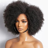 Lianfudai Afro Kinky Curly Lace Front Wig Brazilian Afro Short Bob Human Hair Wig 13x4x2 HD Lace Natural Hairline 250% Density 12A