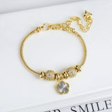 Lianfudai Jewelry 2024 Luxury new 5 leaf grass bracelet Women's wedding party bracelet Unique chain woven accessories