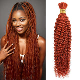 Lianfudai 20inch Burgundy Deep Wave Braid Human Hair Bulk Extensions for Braiding No Weft 100g (1Pack-2Bundles) Red 100% Virgin Human Hair