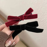 Lianfudai Velvet Bowknot Ribbon Hairpin For Girls Fashion Retro Lolita Cute Small Hair Clip Bobby Pin Barrettes Women Headwear Accessories