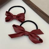 Lianfudai New Autumnand Winter Chrismas Decor Fashionable Ankorra Red PU Leather Butterfly Hair Tie Hair Clip Red Hair Accessories BowKnot