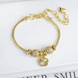 Lianfudai Jewelry 2024 Luxury new 5 leaf grass bracelet Women's wedding party bracelet Unique chain woven accessories