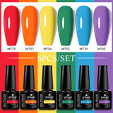 Lianfudai 6Pcs/Set Nude Color Gel Nail Polish Set Kit Spring 6 Colors UV LED Nail Art Gel Vernis Semi Permanent Base Top Coat