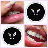 Lianfudai 4pcs/box Dental Acrylic Crystal Jewelry Tooth Gem Tooth Beauty Diamond Ornaments Set Flat Decoration Teeth Whitening Material