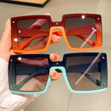 Lianfudai Oversize Square Men Women Sunglasses Fashion Vintage Mirror Shades Eyewear Luxury Brand Designer UV400 Goggle Sun Glasses