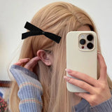 Lianfudai French Black Velvet Bow Hair Clip Fashion Retro Girl Barrettes Cute Women Bobby Pin Ribbon Bowknot Hairside Headwear Accessories