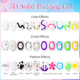 Lianfudai 10ML 5D Solid Pudding Nail Gel Polish Semi Permanent UV Gel Nail Art No-Wipe Gel Nail Polish Liner Emboss Painting Gel