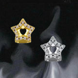 Lianfudai Fashion Single Hollow Star Tooth Grillz Hip Hop CZ Stone Zircon Teeth Caps For Women Men Body Jewelry Gift