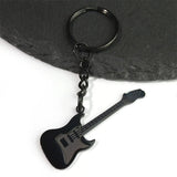 Lianfudai Goth Rock Y2k Guitar Musical Keychain for Women Men Stainless Steel Black Aesthetic Music Bag Charm Keyring Jewelry llaveros