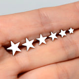 Lianfudai 2PC Fashion Stainless Steel Geometric Earring Black Small Star Piercing Ear Studs for Women Men Hip Hop Punk Party Jewelry 3-8mm