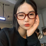 Lianfudai Women Finished Myopia Glasses Vintage Square Frame Blue Light Blocking Minus Eyeglasses Near Sight Eyewear Diopter 0 To -4.0