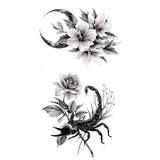 Lianfudai Flower Butterfly Temporary Tattoos Stickers Hand Body Art Waterproof Fake Tattoos Black Rose Women Girls Water Transfer Tattoo