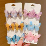 Lianfudai 2/6Pcs Colorful Butterfly Hairpins Girl Hair Clips Barrettes Women Sweet Hair Ornament Rainbow Headwear Fashion Hair Accessories