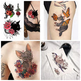 Lianfudai 4pc Cute Cat Waterproof Temporary Tattoos Stickers for Kids Cartoon Fake Tattoo for Woman Faux Tatouage Sexy Body Art Tatuagem