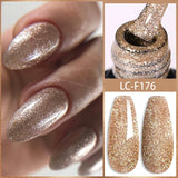 Lianfudai 7ML Gold Mirror Effect Metallic Gel Nail Polish Super Bright Chrome French Style Semi Permanent Soak Off Nail Varnish