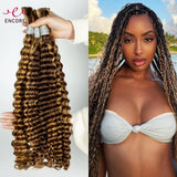 Lianfudai 28Inch Deep Wave 100% Virgin Human Hair Bulk for Boho Braided Extensions No Weft Human Hair Bundles for Braiding