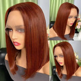 Lianfudai Reddish Brown Bob Wig Human Hair 13x4 Lace Front Wigs Human Hair Pre Plucked with Baby Hair Brazilian Virgin Human Hair