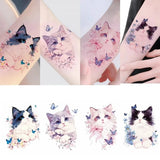 Lianfudai 4pc Cute Cat Waterproof Temporary Tattoos Stickers for Kids Cartoon Fake Tattoo for Woman Faux Tatouage Sexy Body Art Tatuagem