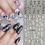 Lianfudai Luminous Nail Stickers Glow In Dark Halloween Nail Art Decoration Cartoon Skull Ghost Sliders Bones Spider Decal Tattoo GLYB-018